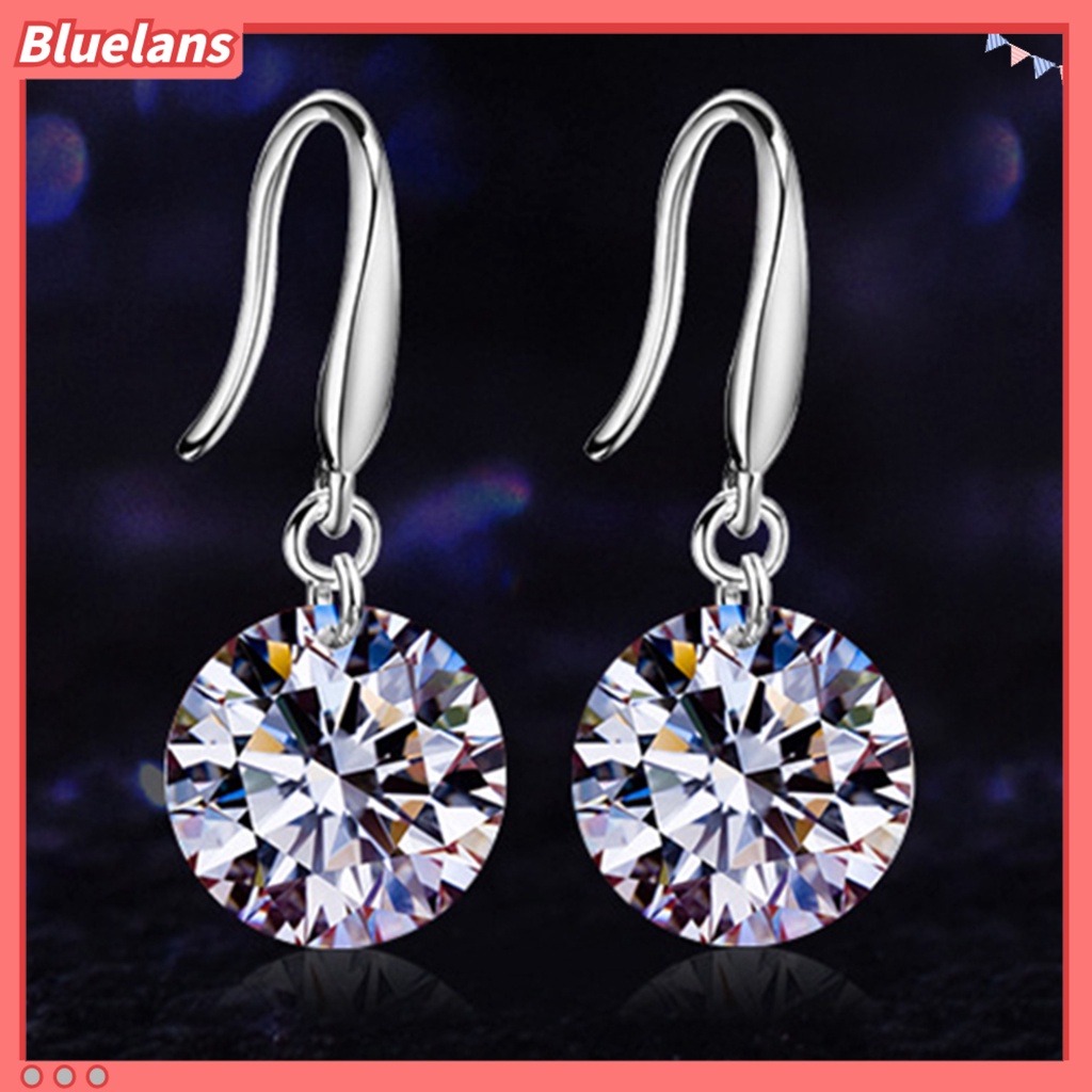 Bluelans 1 Pair Women Fashion Silver Plated Cubic Zirconia Dangle Hook Earrings Party