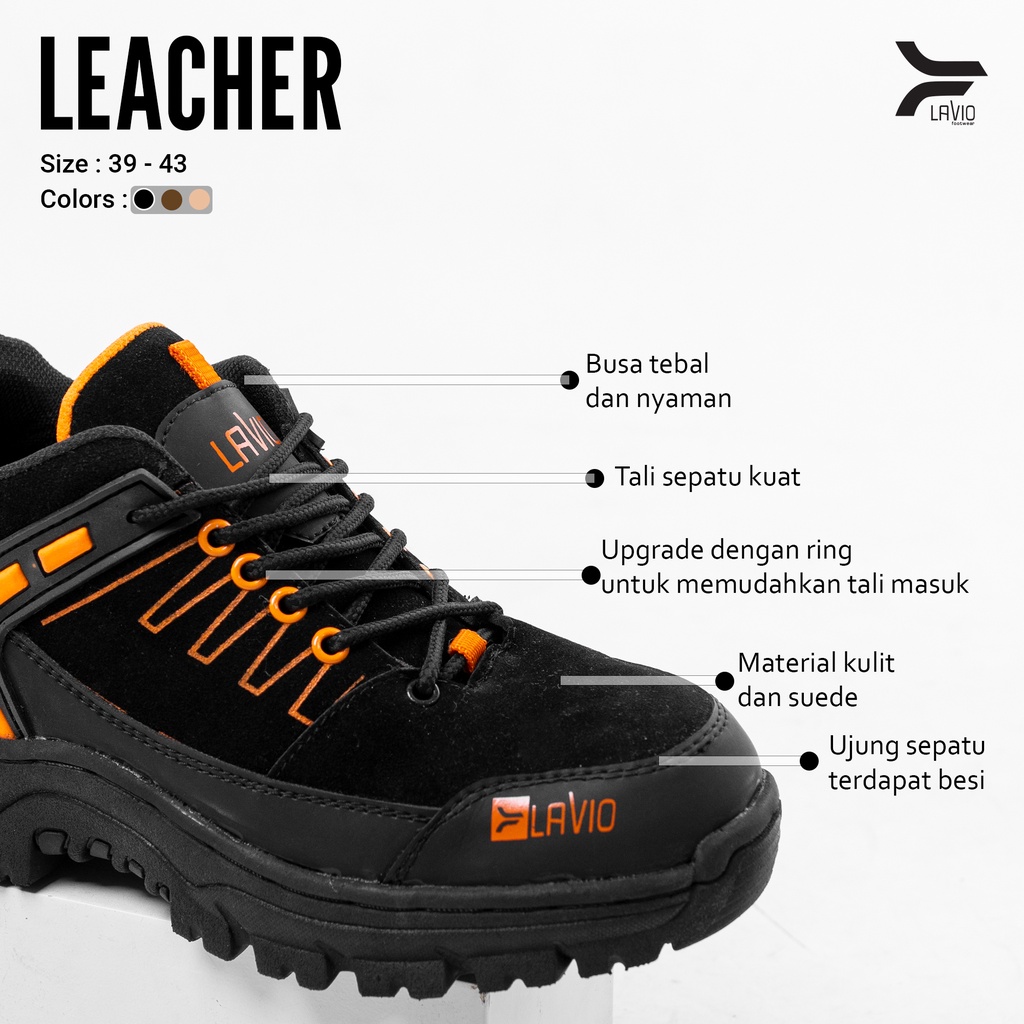 Sepatu Safety Boots Pria Terlaris Lavio Leacher