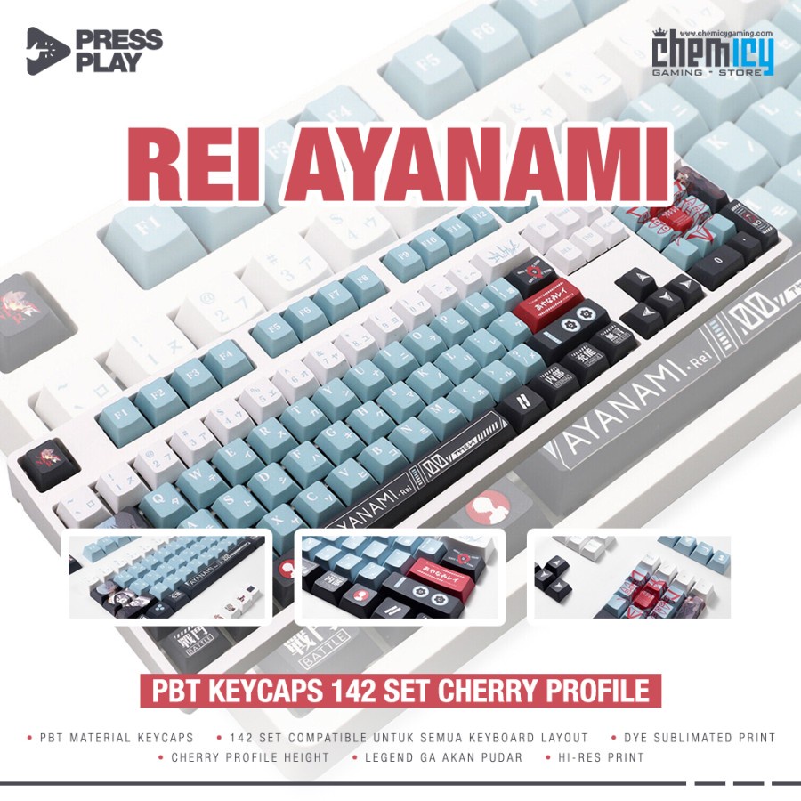 Press Play Rei Ayanami Evangelion PBT Keycaps 142 set JSA Profile