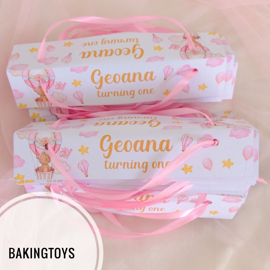 

Bear Girl Air Ballon Label Kantong Snack Goodie Bag Birthday / Kantong Souvenir Hampers Ulang Tahun