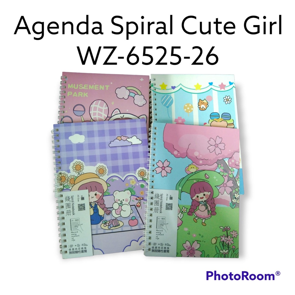 

LJK SHOP - BUKU DIARY / AGENDA SPIRAL HARD COVER UKURAN A5 KARAKTER CUTE GIRL ISI 88 HALAMAN WZ-6525-26