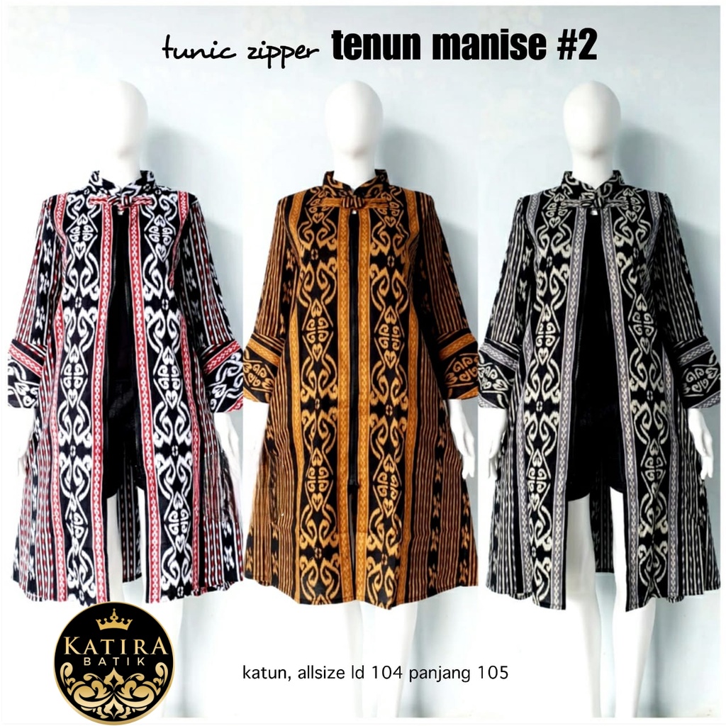 TUNIK ZIPPER TENUN MANISE #2 TUNIK BATIK TENUN SONGKET  CANTIK SERAGAM KANTOR PESTA KONDANGAN NIKAHAN BIG SIZE PLUS JUMBO  HANDMADE BATIK  JUMBO PLUS BIG SIZE ETHNIC TRADISIONAL JAWA JAVANESE BATIK WUDHU FRIENDLY BUSUI FRIENDLY