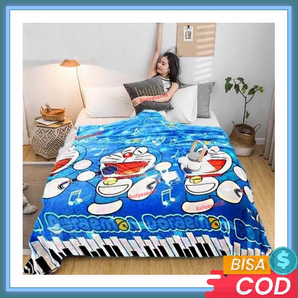 Selimut Dewasa Lembutimport Aestetik Seprai Ori Kartun Doraemon Gambar Bulu Murah Tebal Jumbo Bedcov