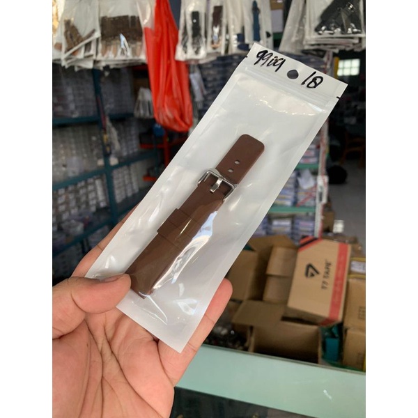 Strap Tali Jam Tangan Silikon coklat size 18mm new produk 9909