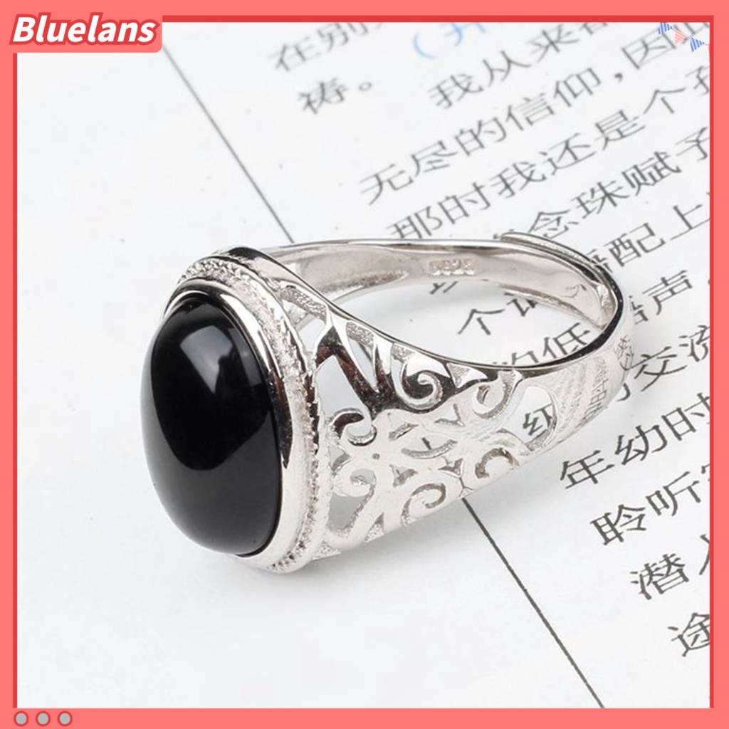 Bluelans Men Vintage Artificial Gem Carving Band Finger Ring Jewelry Party Banquet Gift