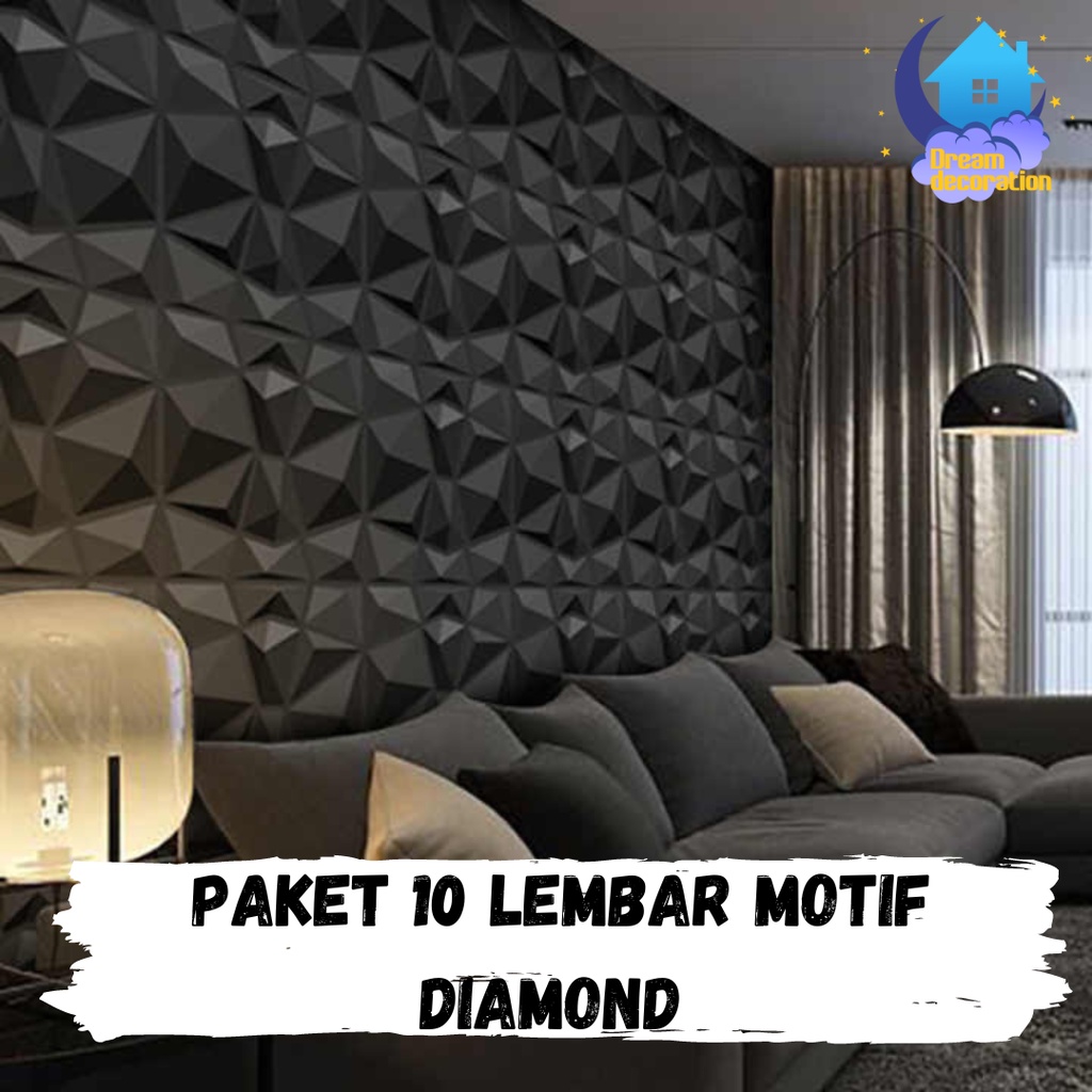 PAKET 10LEMBAR WALLPAPER FOAM 3D MOTIF DIAMOND PREMIUM KETEBALAN 6MM