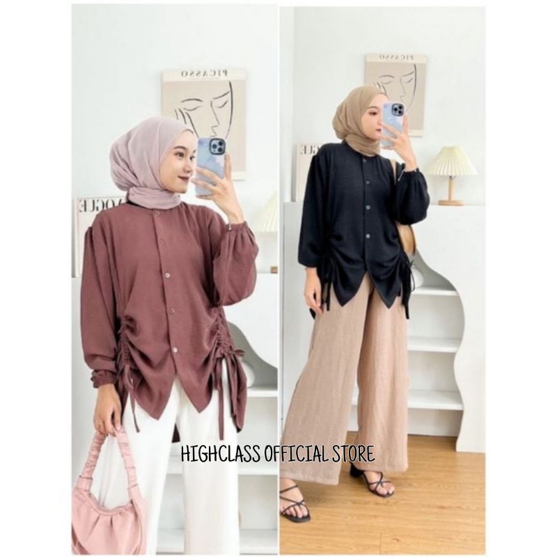 MERRY TOP BLOUSE CRINCLE ATASAN WANITA TALI SERUT / BLOUSE KEMEJA WANITA CRINCLE