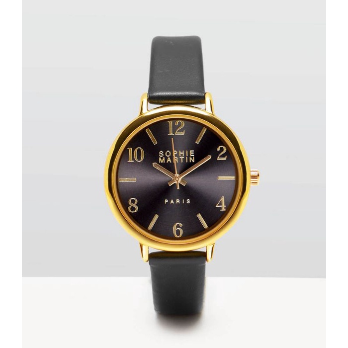 Jam Tangan Kulit Hitam Wanita Murah Mewah Deandra Black Original Sophie Martin Paris Promo Terbaru F
