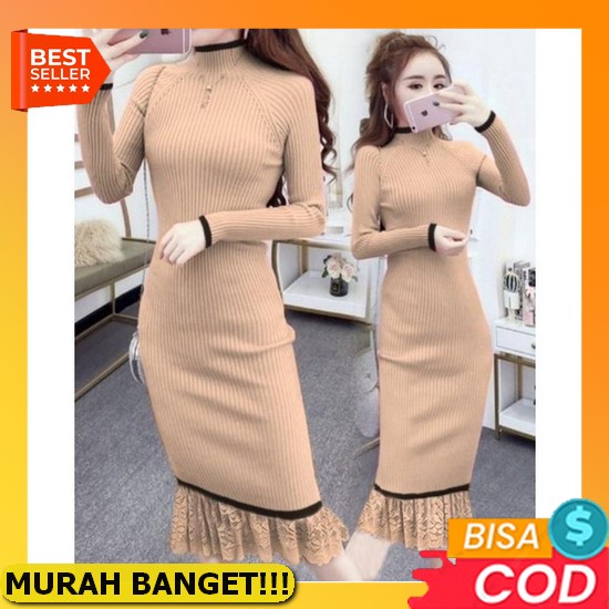 Gaun Wanita Korea/Gaun Panjang Korea/Gaun Panjang Sedang Korea/Gaun Impor Korea/Gaun/Cod Blended/Gau