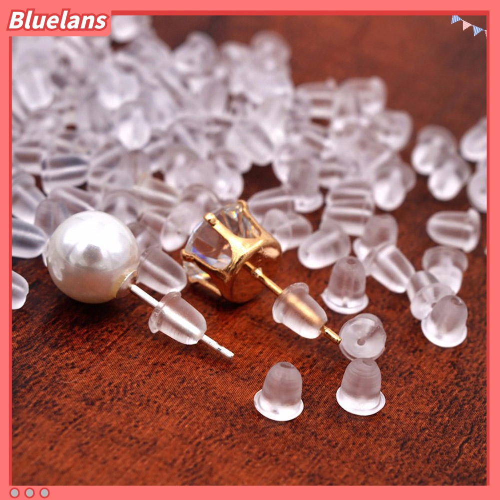 100 Pcs Alat Penyumbat Belakang Anting Bahan Plastik Lembut Warna Bening