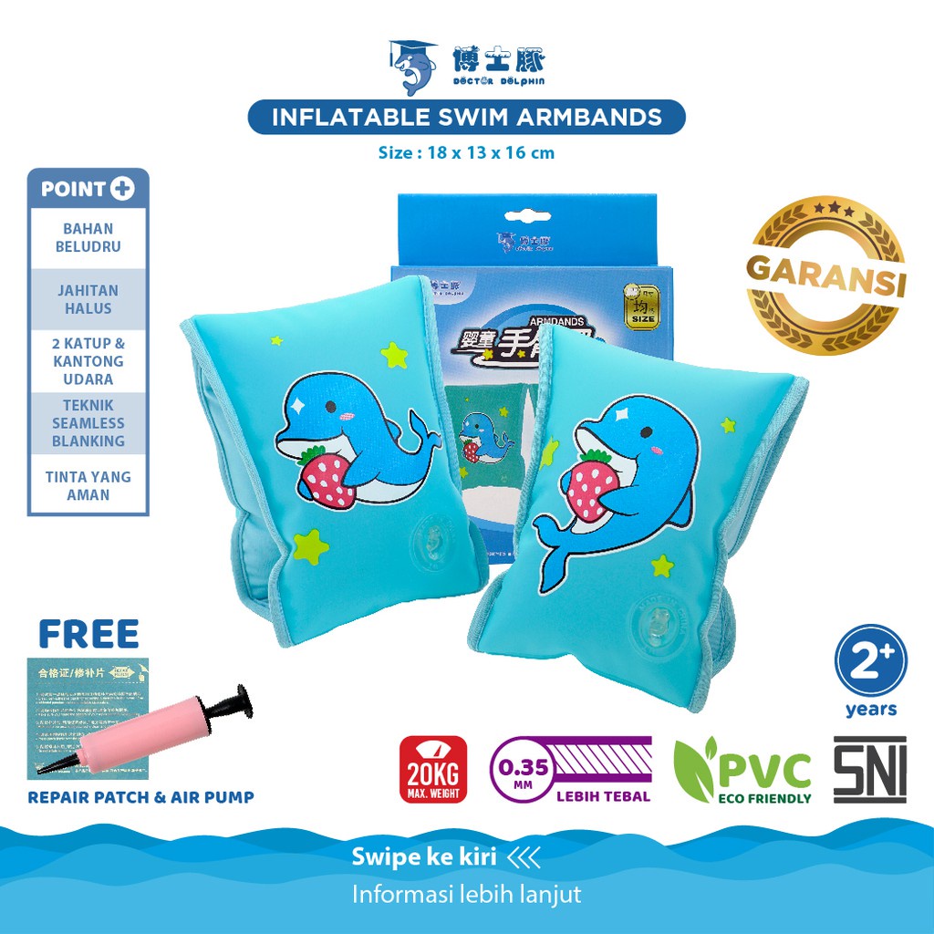 Doctor Dolphin Inflatable Swim Armbands - Ban Renang - Pelampung Lengan - Pelampung Renang Bayi - Baby Swim Training