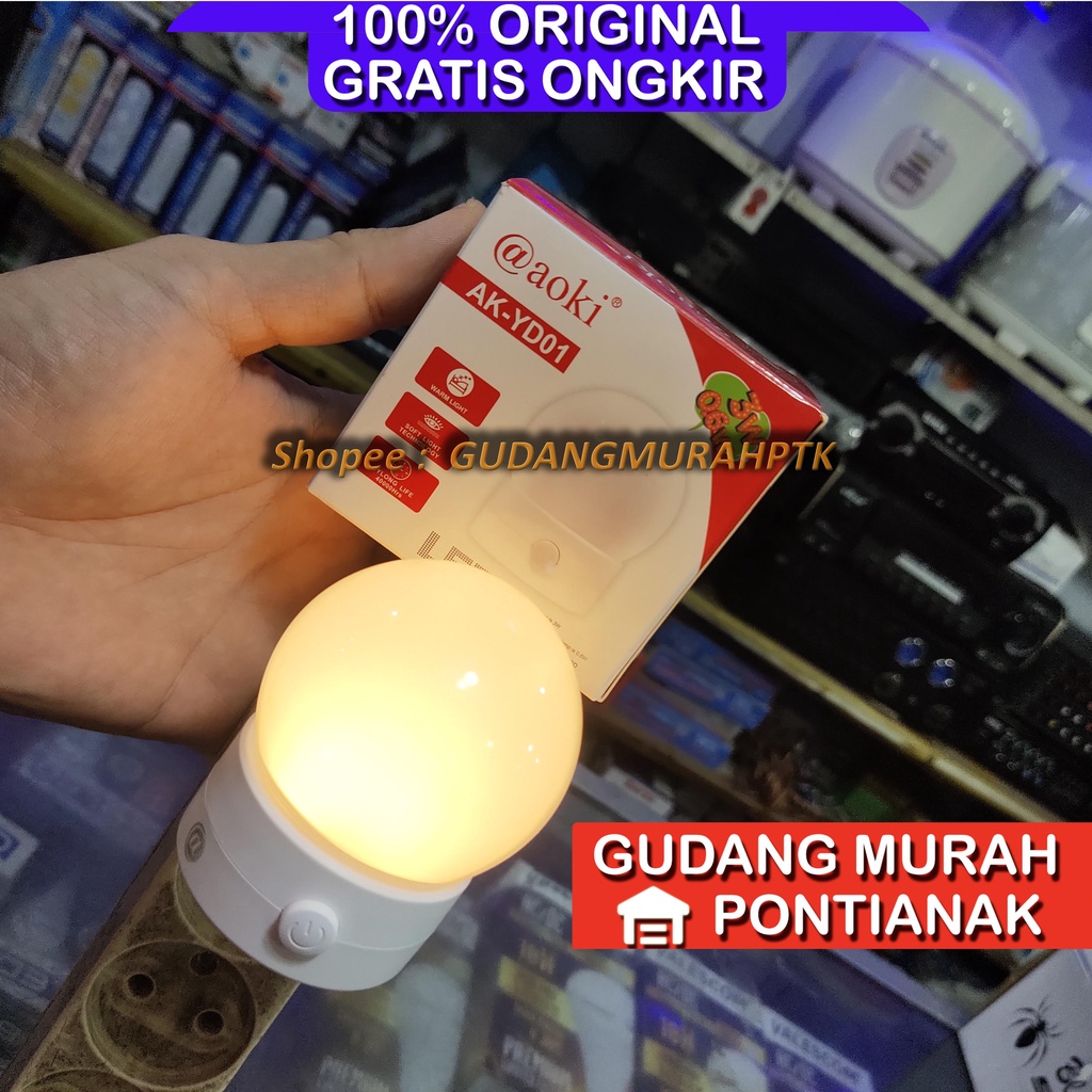 Lampu Tidur 3W dan 0.6W Cahaya Putih Dan Kuning Aoki AK YD01 ORIGINAL