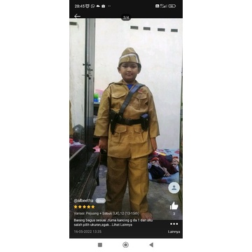 Baju Karnaval Kostum Pejuang Anak / Baju Bung Tomo / Veteran