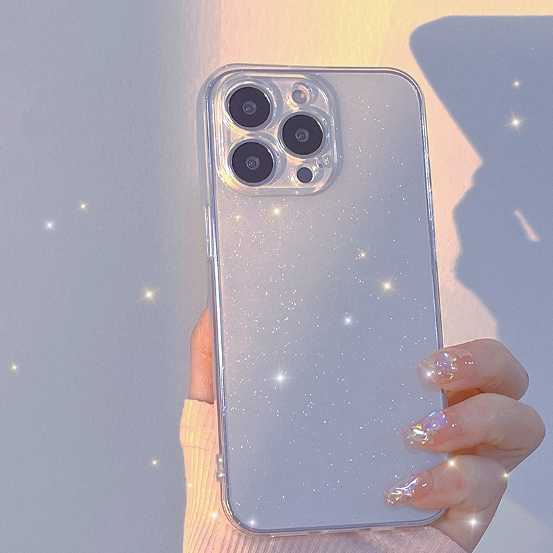 Soft Case Silikon TPU Transparan Glitter Ultra Tipis Untuk iPhone 14 Pro Max 13 12 Pro Max 11 Pro Plus 7 8 Plus x XR