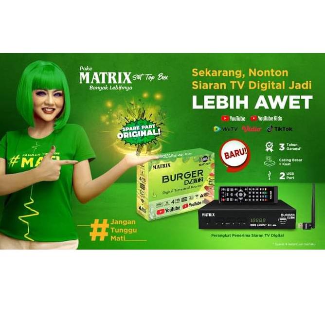Best Price--Set Top Box Matrix Burger Hijau HD DVB T2 Penerima Siaran Digital Ecer Grosir