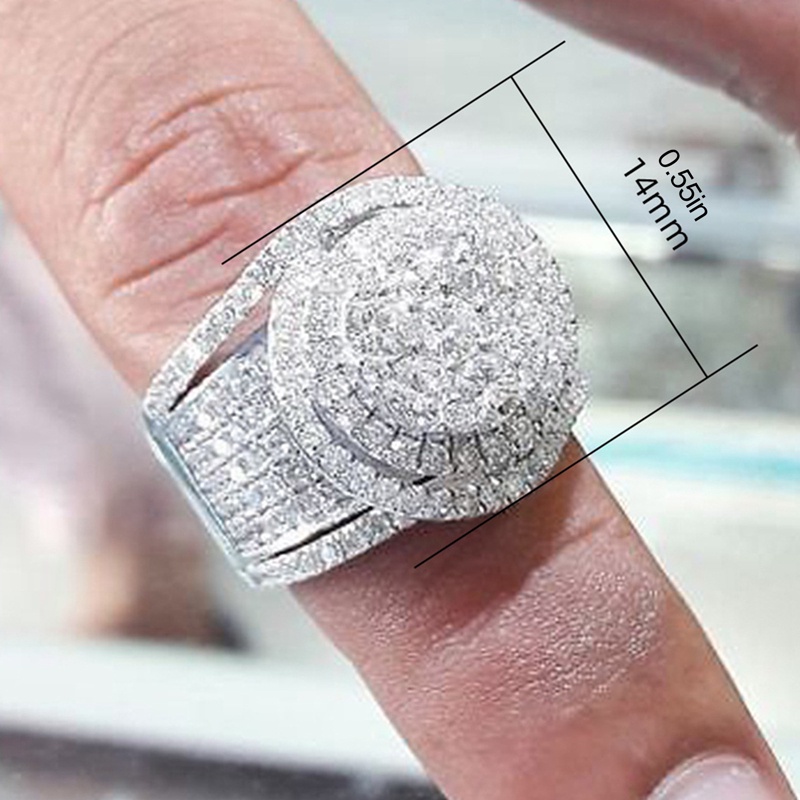 Fancyqube Fancycube Cincin Sterling Silver 925 Dengan Berlian Penuh Untuk Pernikahan