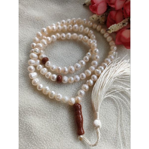 tasbih mutiara Air tawar ORI 8mm/ Tasbih Mutiara Air tawar isi 99butir/ORI tasbih mutiara air tawar 
