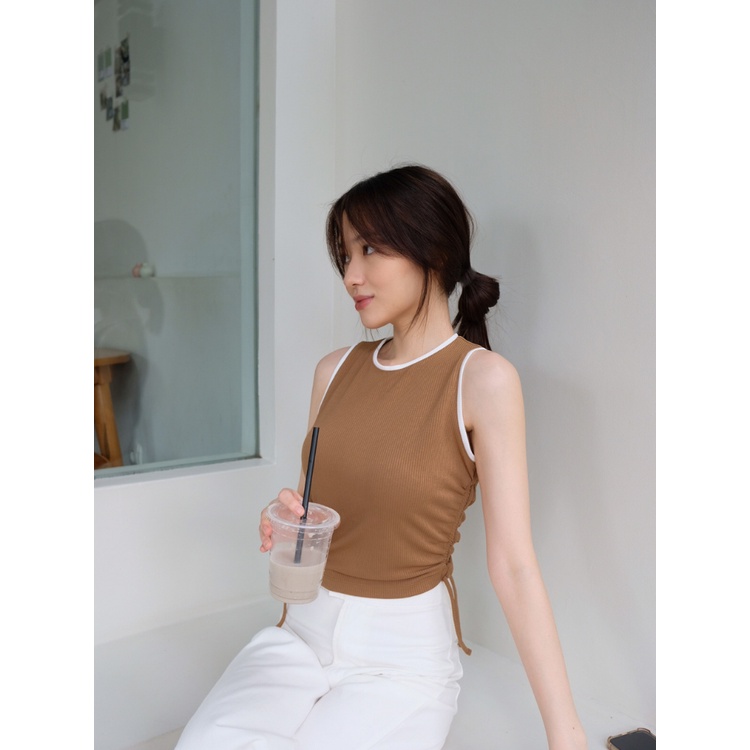 Kadaka T-0446 Sleeveless Scrunch Top Rib Premium