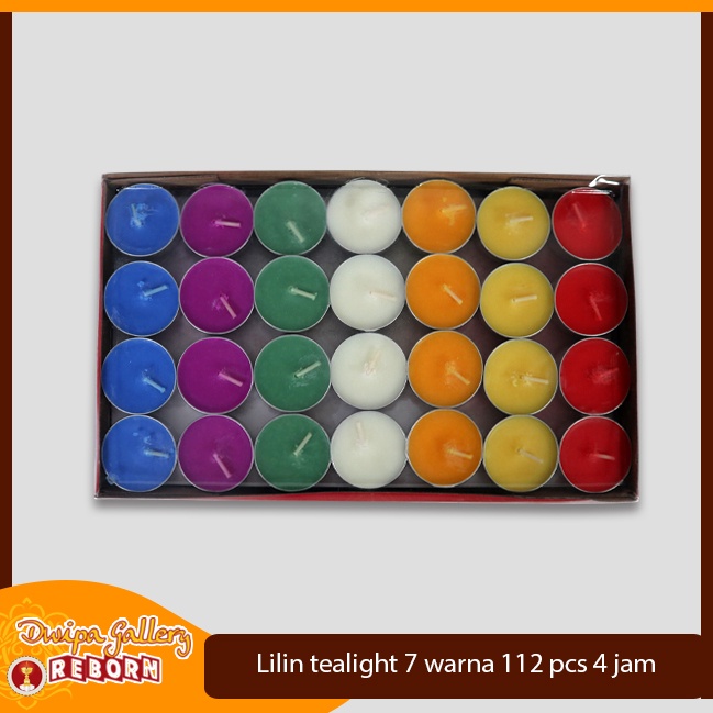 Lilin Tea light/Tealight Aromaterapi Stearin 7 Warna 4 jam 112 pcs/set