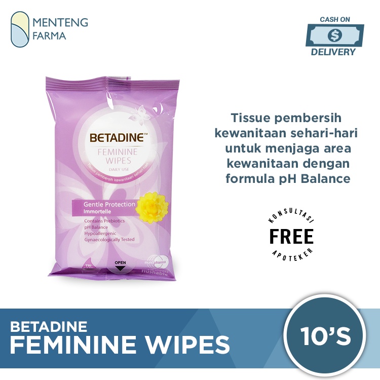 Betadine Feminine Wipes Gentle Protection Isi 10 Lembar - Tisu Basah