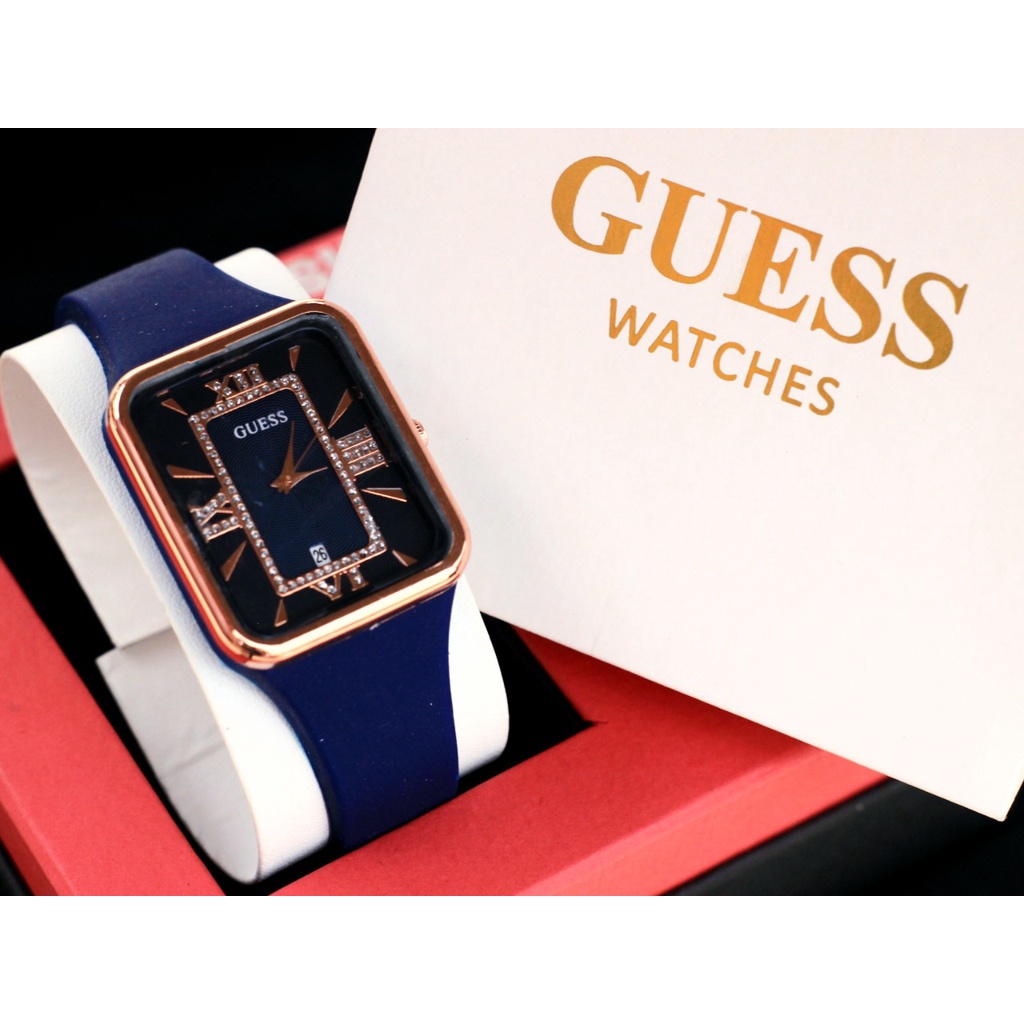 D.G.C Jam Tangan Wanita Korea Fashion Oval Strap Rubber Tanggal Aktif GUE55 G52