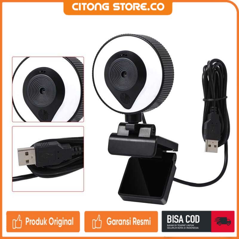 Webcam Desktop Laptop Murah Esah Webcam Desktop Laptop Video 1080P Microphone + Ring Light - W20