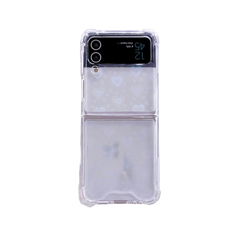 Samsung Z Flip 5 4 3 Z Fold 5 4 3 Case Semi Hologram Transparan Love HEart Acrylic Casing