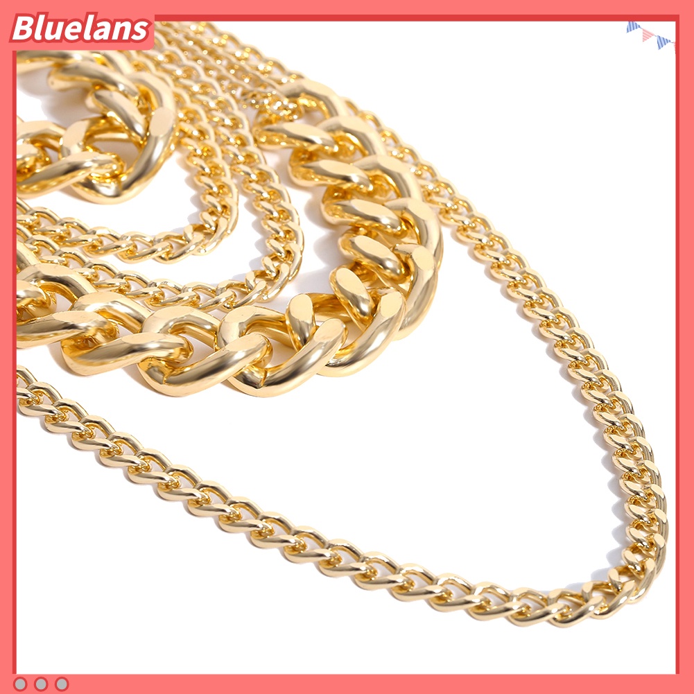 Bluelans Punk Women Multi-layer Curb Chain Statement Necklace Rock Hip-hop Jewelry Gift