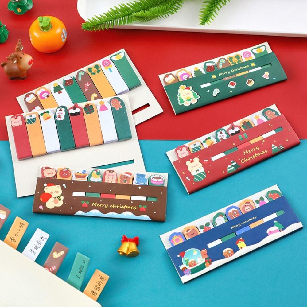 Mxbeauty Tab Strip Perlengkapan Kantor 240lembar Alat Tulis Sekolah Baca Label Bookmark Christmas Series Sticky Notes