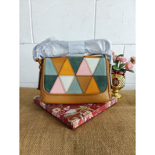 FOSSIL harper small flap crossbody bag patchwork