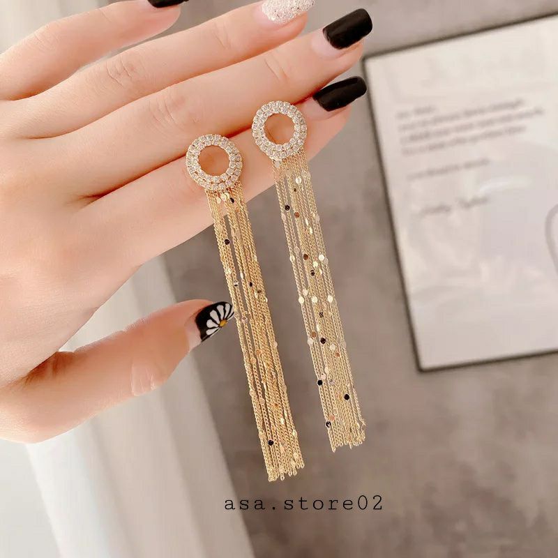 Anting Wanita Tusuk Gantung Anting Panjang Motif Rumbai