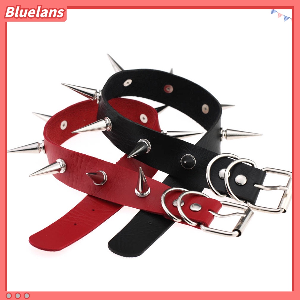 Bluelans Women Fashion Alloy Rivet Spike Faux Leather Choker Short Necklace Punk Jewelry