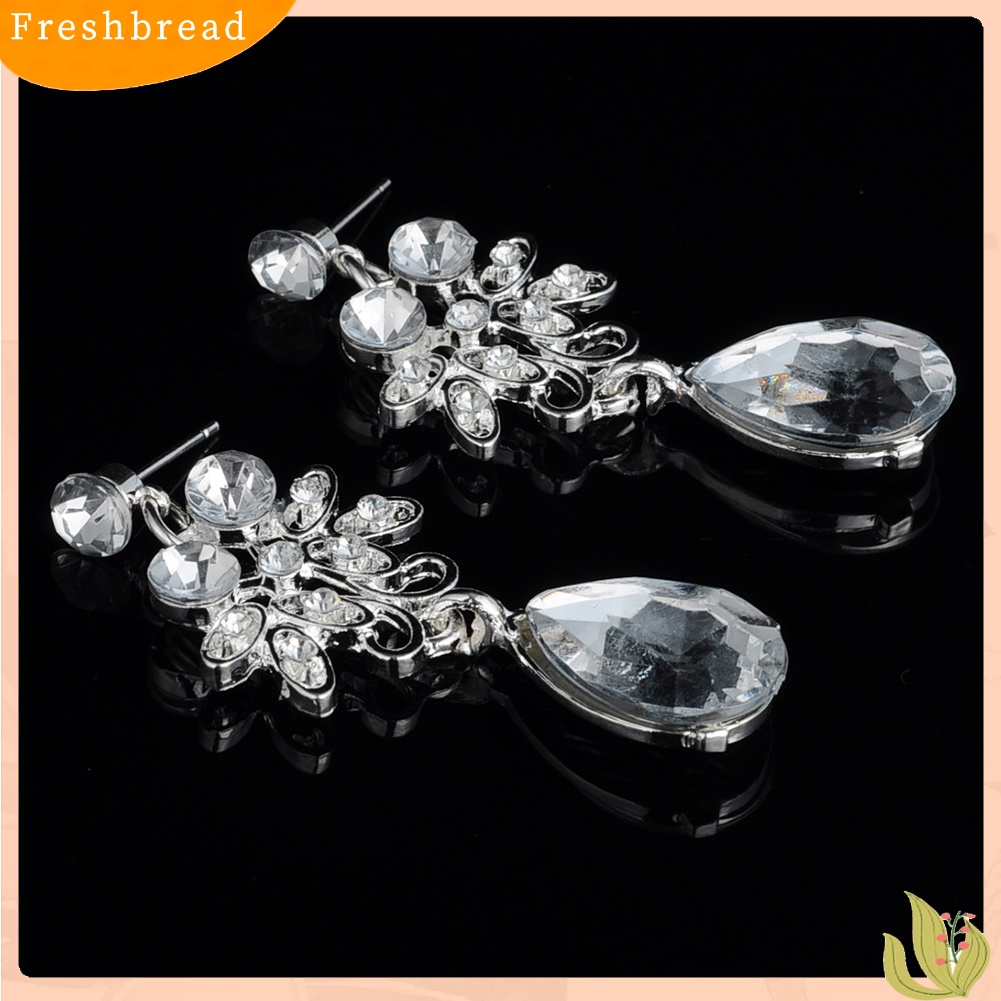 Set Perhiasan Kalung Anting Stud Berlian Imitasi Model Butterfly Teardrop Menjuntai Untuk Wanita