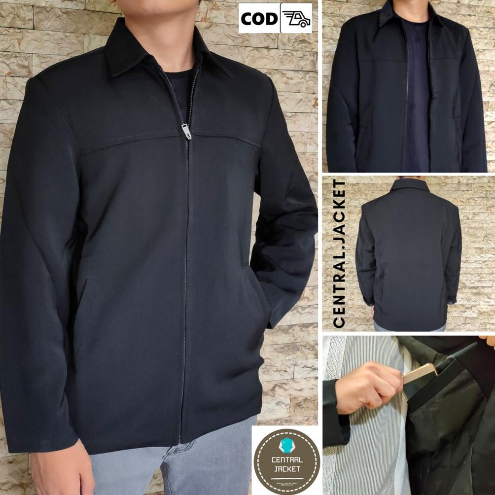 JAKET FORMAL SEMI JAS PRIA - JASKET KANTOR - BLAZER SEMI JAS HITAM BOSS (KODE 6190)