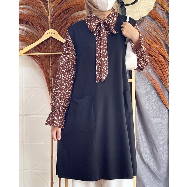 ASKA.ID - YARIN KOREAN TUNIK BAJU IMPORT TUNIC VEST SET