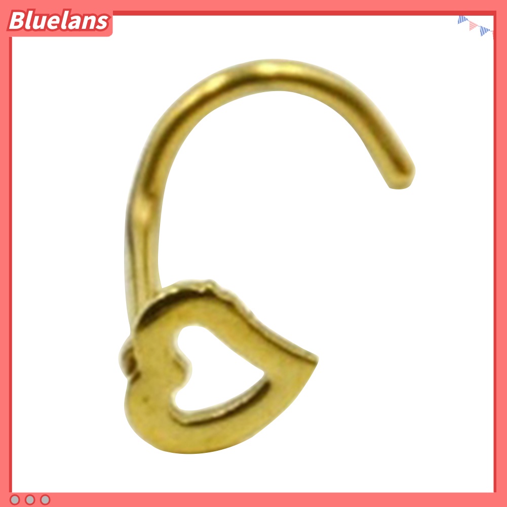 Bluelans 1 Pc Stainless Steel Heart Shape Piercing Nose Ring Fashion Unisex Punk Jewelry