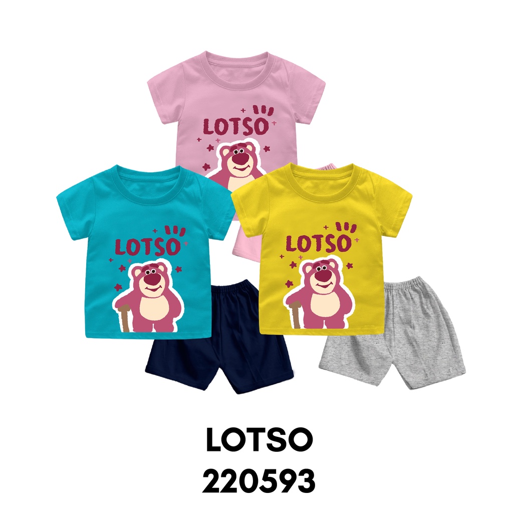 Baju Setelan Bayi &amp; Anak  Hugging Cute Lotso Usia 6 Bulan Sampai 8 Tahun Bahan Katun Combed 30s