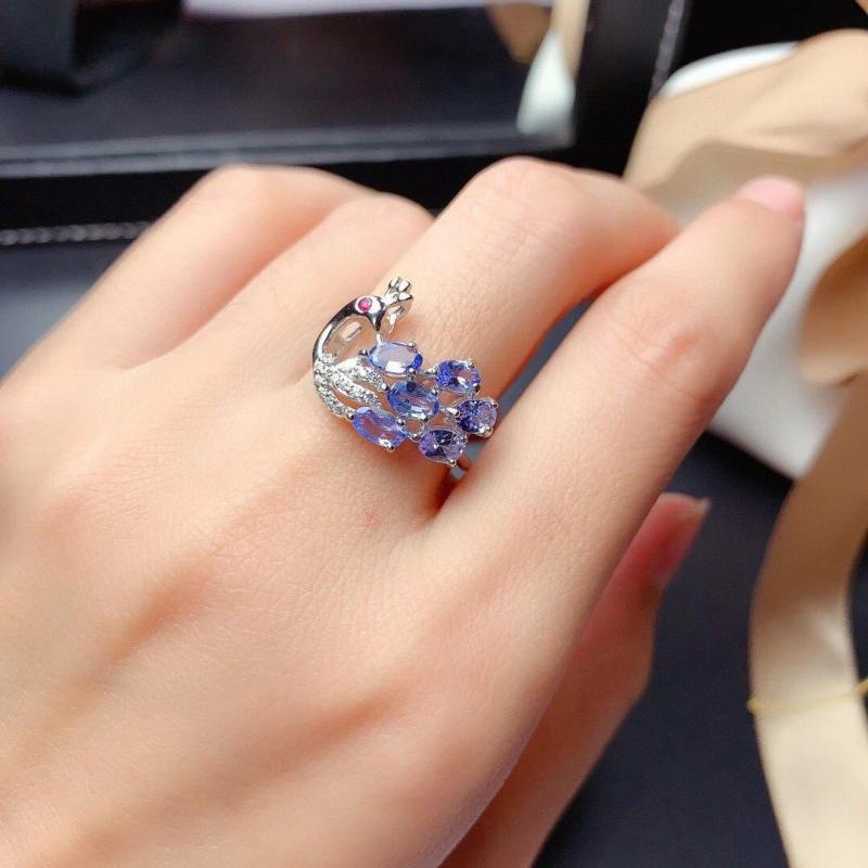 Cincin Lapis Silver Model Terbuka Aksen Bola Kristal Ungu Anggur Merak Untuk Wanita