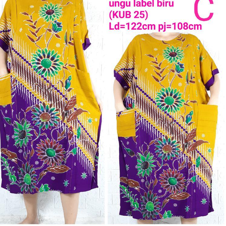 Harga Termurah DQPMV daster kencana ungu label biru / KUB 25 / LD 120 CM / daster batik kencana ungu