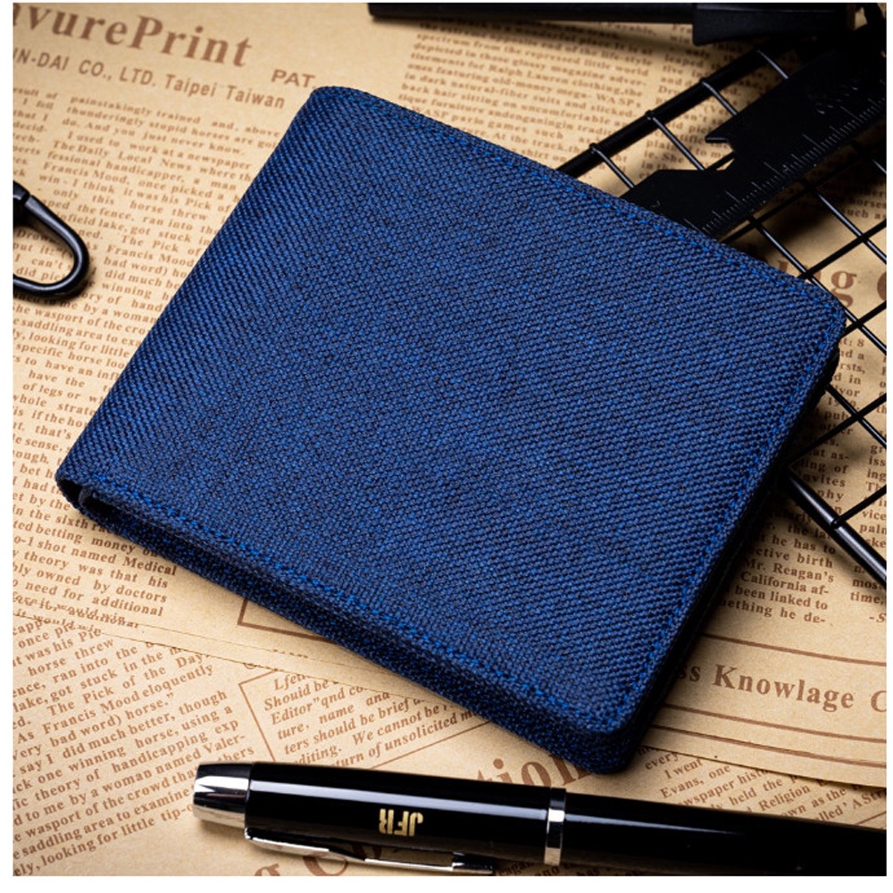 [HANYA DI SHOPEE] Fashion Dompet Pria Bahan Kulit Canvas Dompet Pendek Pria Dompet Kanvas Import Lipat Dua Dompet Kuat Berkualitas