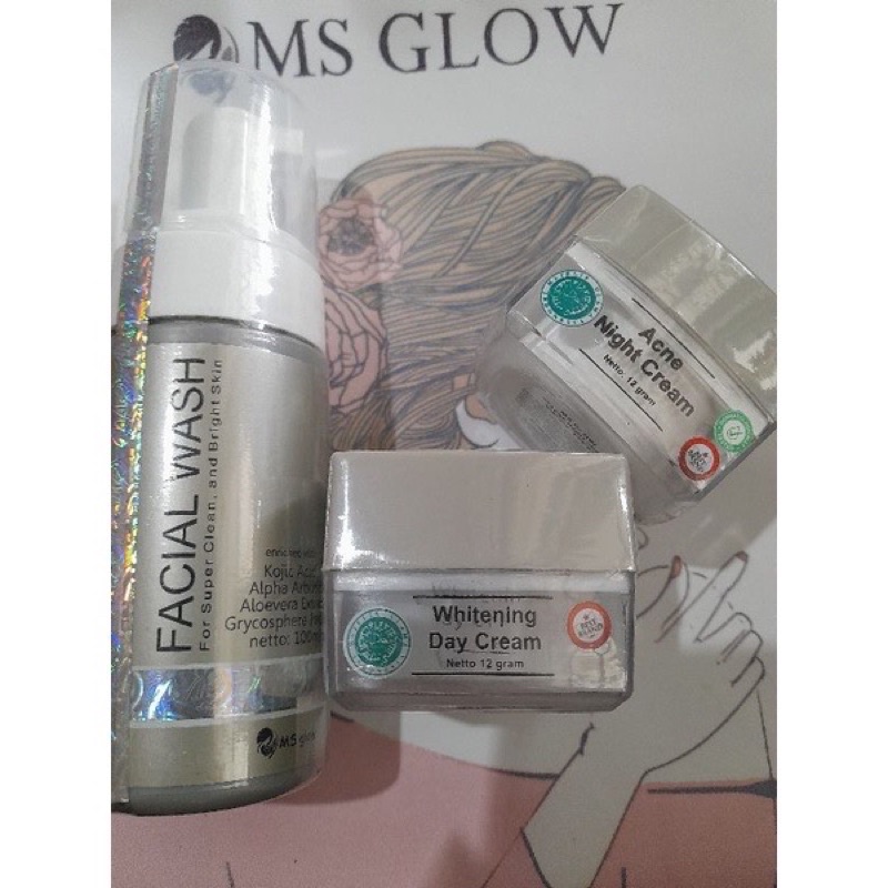 MS GLOW PAKET WAJAH ISI 3 ( tanpa toner )