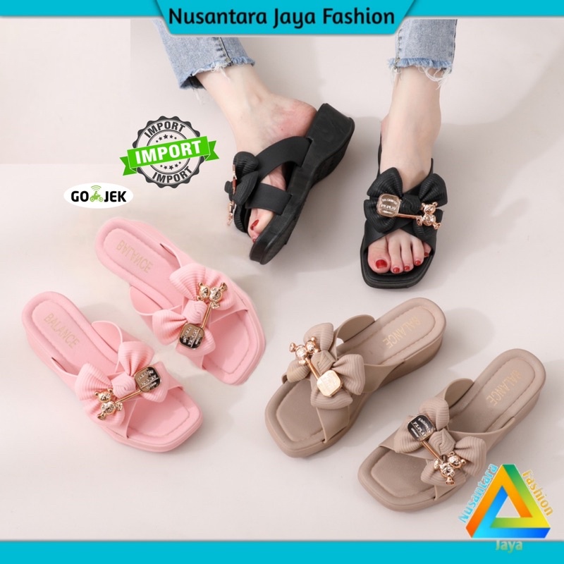 Sandal Jelly Pita Wedges Wanita Kekinian Balance 2212-3