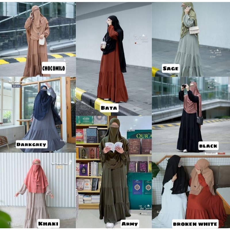 SARAH DRESS GAMIS BAHAN CRINKLE PREMIUM ORIGINAL BY AZDA HIJAB KUALITAS TERBAIK