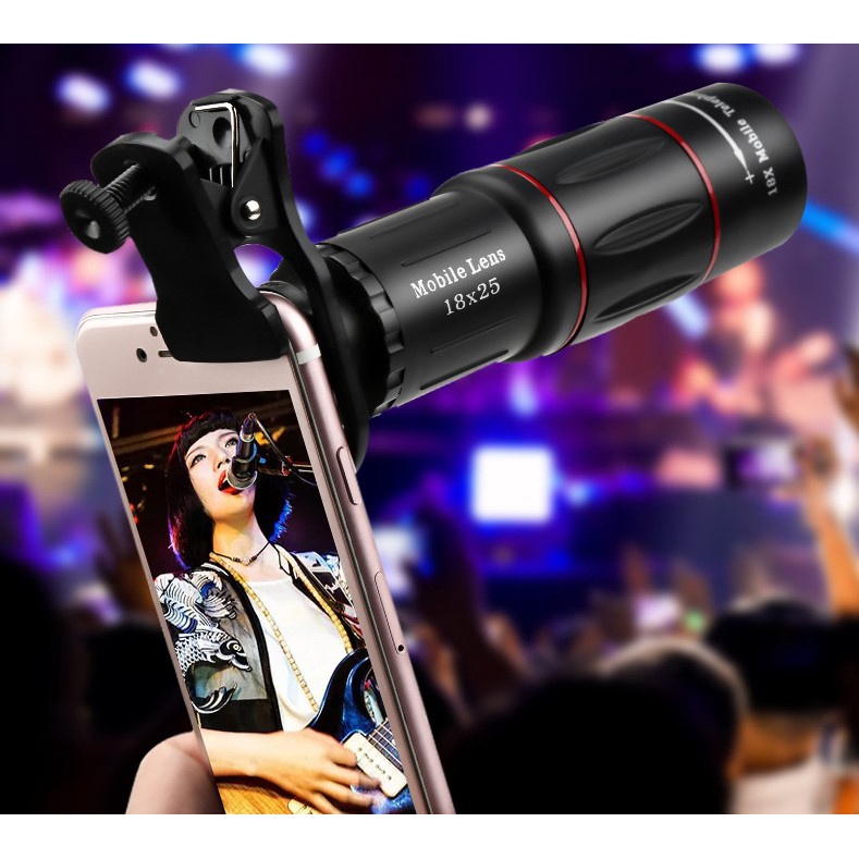 Lensa Teleskop telephoto Eksternal zoom 18x Adjustable Untuk Kamera Handphone