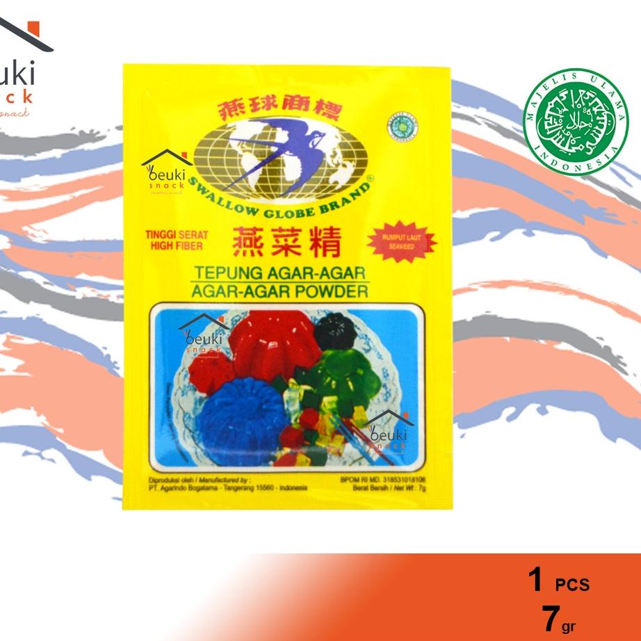 

limited STOCK!5PCS Agar Swallow Globe Brand Asli Warna Putih Bening Jelly Powder Halal MUI - 5pcs x 7gr|KD6