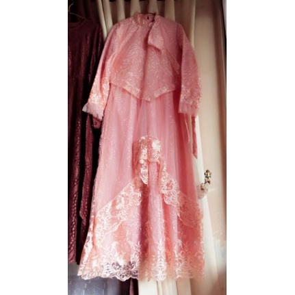 gamis brokat full MM -salmon