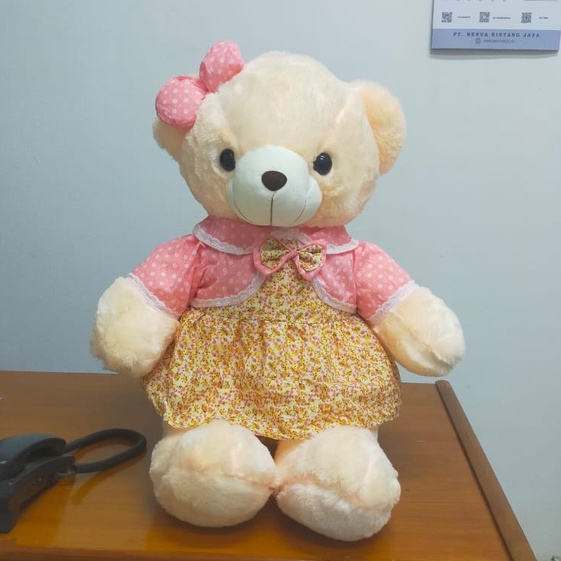 Boneka Teddy Bear Dress Size 70cm/20&quot;/boneka beruang/boneka bear Besar/Boneka Bear Dress Bunga/Bear Dress Motif/Kado Bear Special