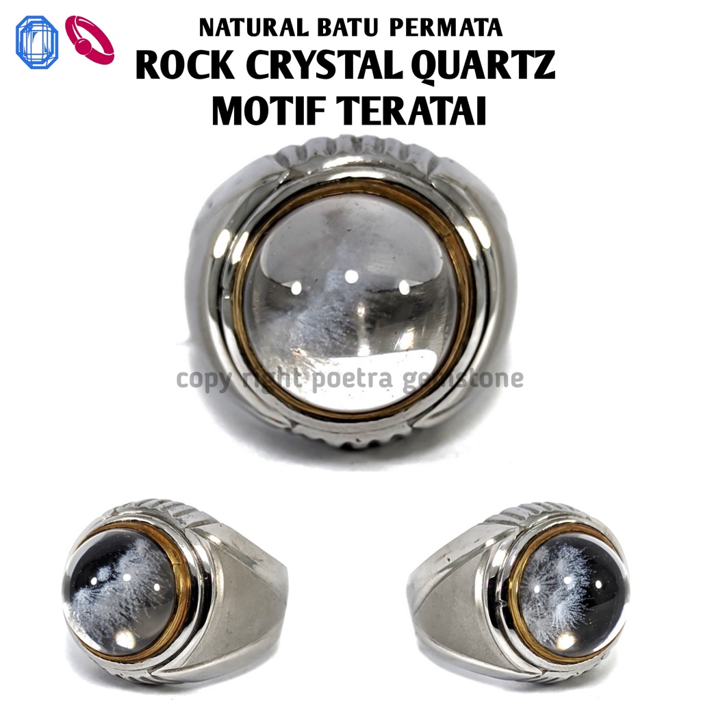 Natural Batu Permata Rock Quartz Crystal Motif Teratai RQM02