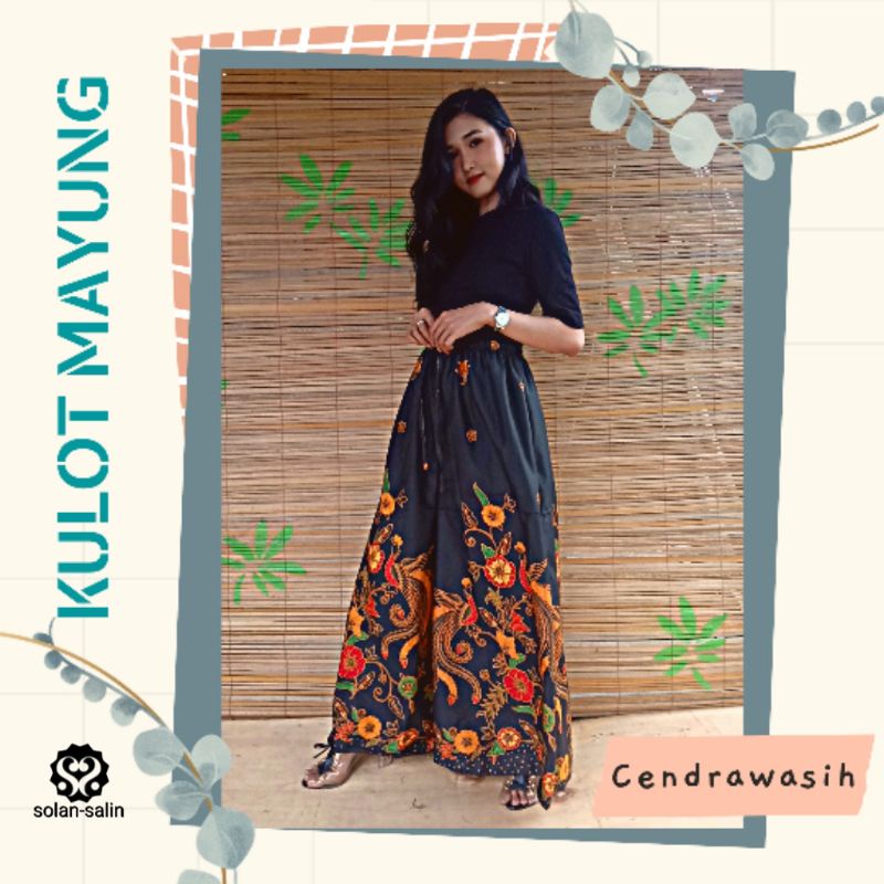 CELANA BATIK WANITA JUMBO KULOT KATUN WARNA HITAM