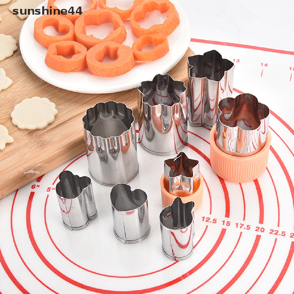 Sunshine 8Pcs / set Cetakan Pemotong Buah / Sayur Portable Bahan Stainless Steel